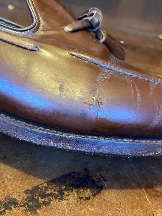 Vintage Alan McAfee London England Bullock Jones Brown Leather Tassel Loafers 11